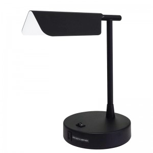 Mat Black Desk Light met een op/off rocker -schakelaar, een handige uitlaat en een USB -oplaadhaven in hotelzaal