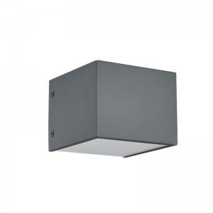 Gastvrijheid hotel muurlamp met geschilderde platte grijze afwerking en geïntegreerde lednaar binnen in hotel typische kamers